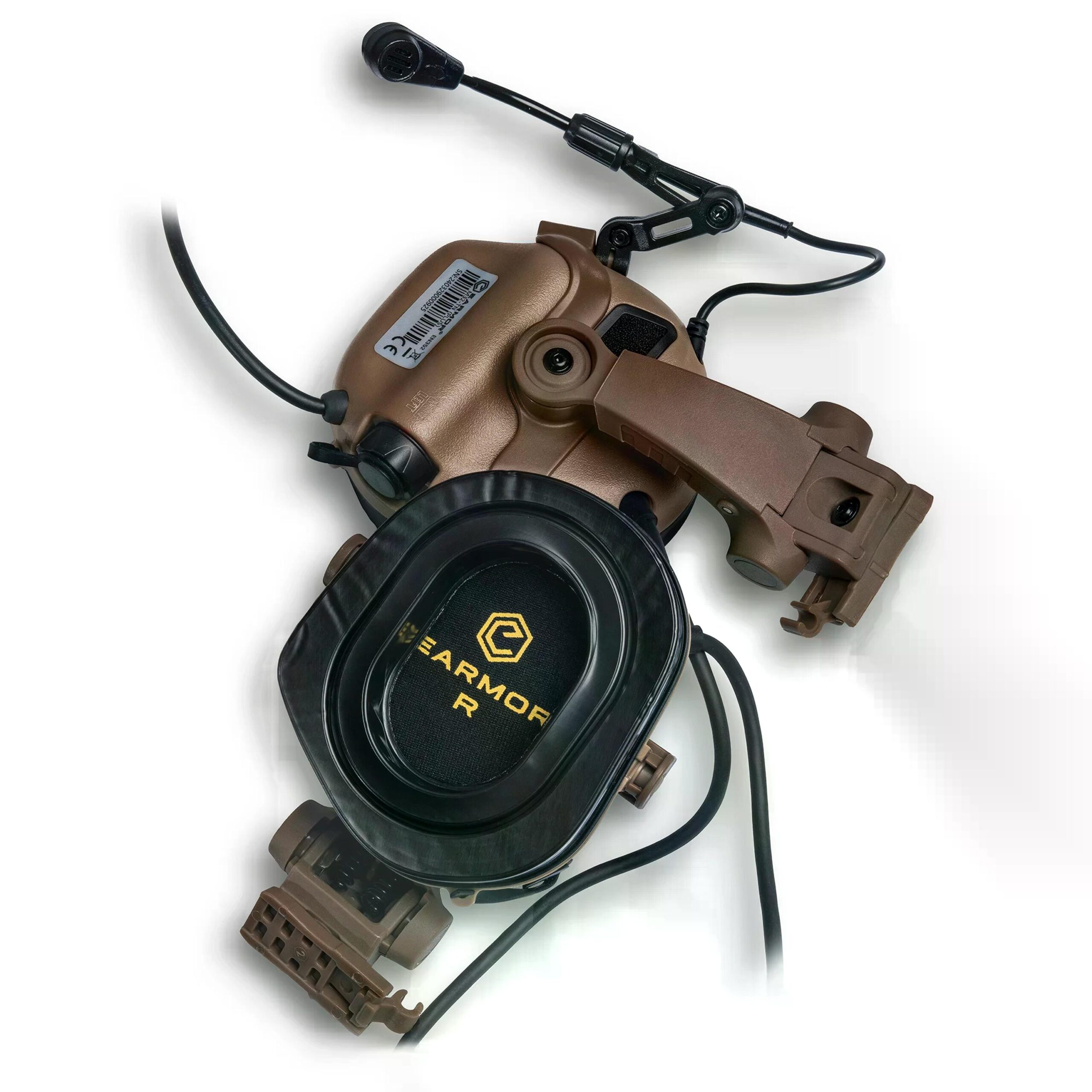 Активні захисні навушники Earmor M32X PLUS (CB) Coyote з гарнітурою та кріпленням на шолом