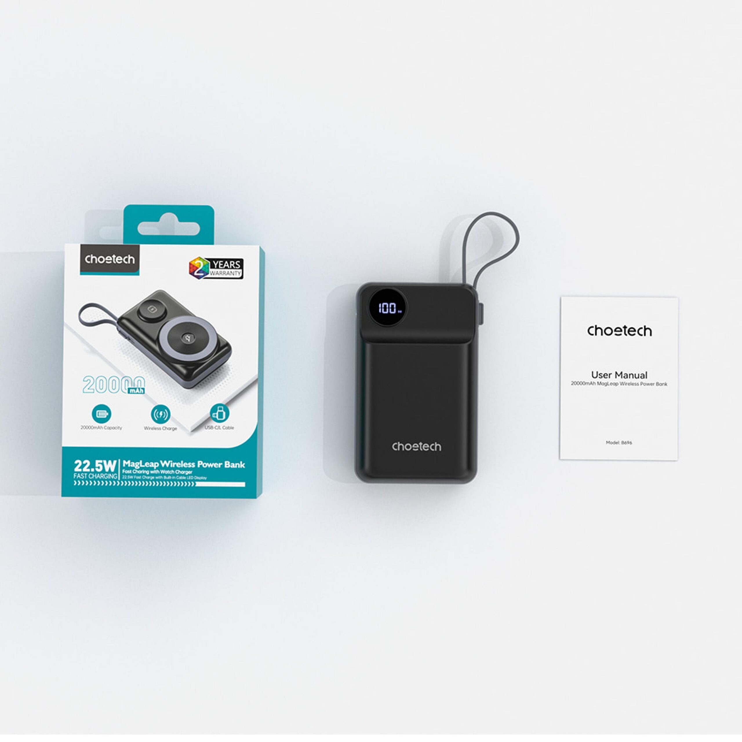 Павербанк Choetech B696 Black 20000mAh QC3.0 PD3.0 беспроводная зарядка смартфонов и Apple Watch. — изображение 5