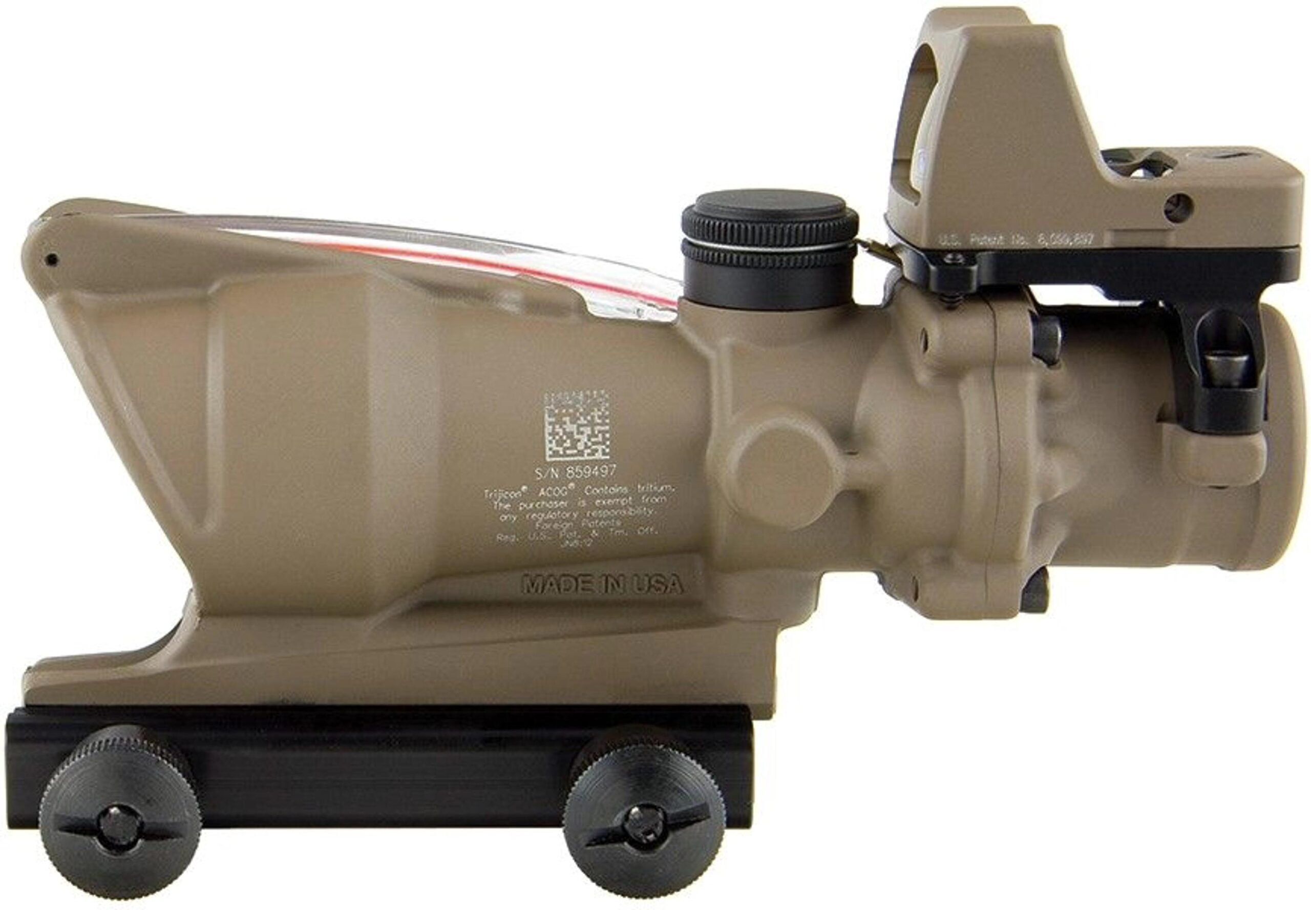 Комплект призматического прицела TRIJICON ACOG 4x32 BAC и коллиматора RMR 3.25 МОА FDE (TA31-D-100570) — изображение 6