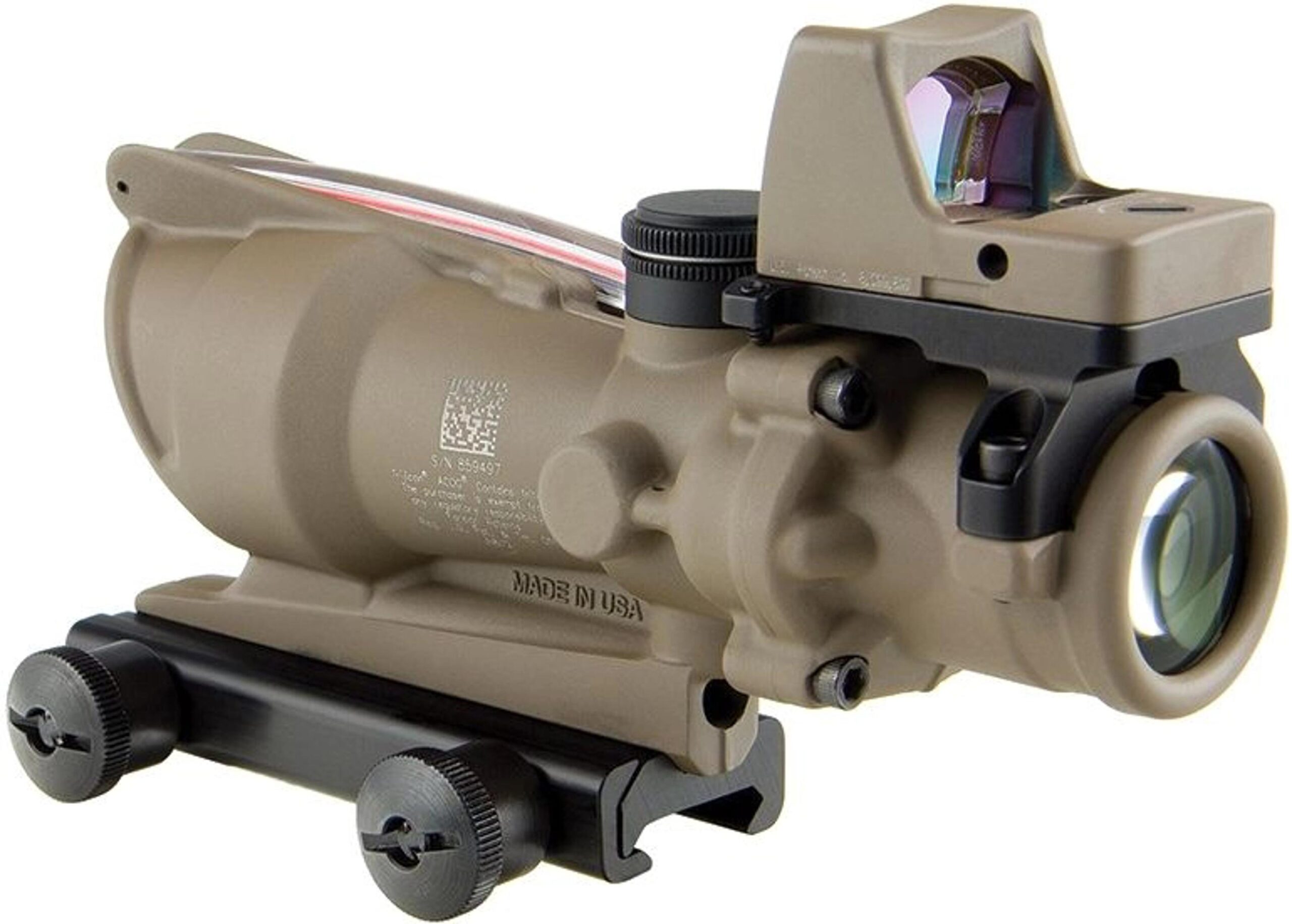 Комплект призматического прицела TRIJICON ACOG 4x32 BAC и коллиматора RMR 3.25 МОА FDE (TA31-D-100570) — изображение 4