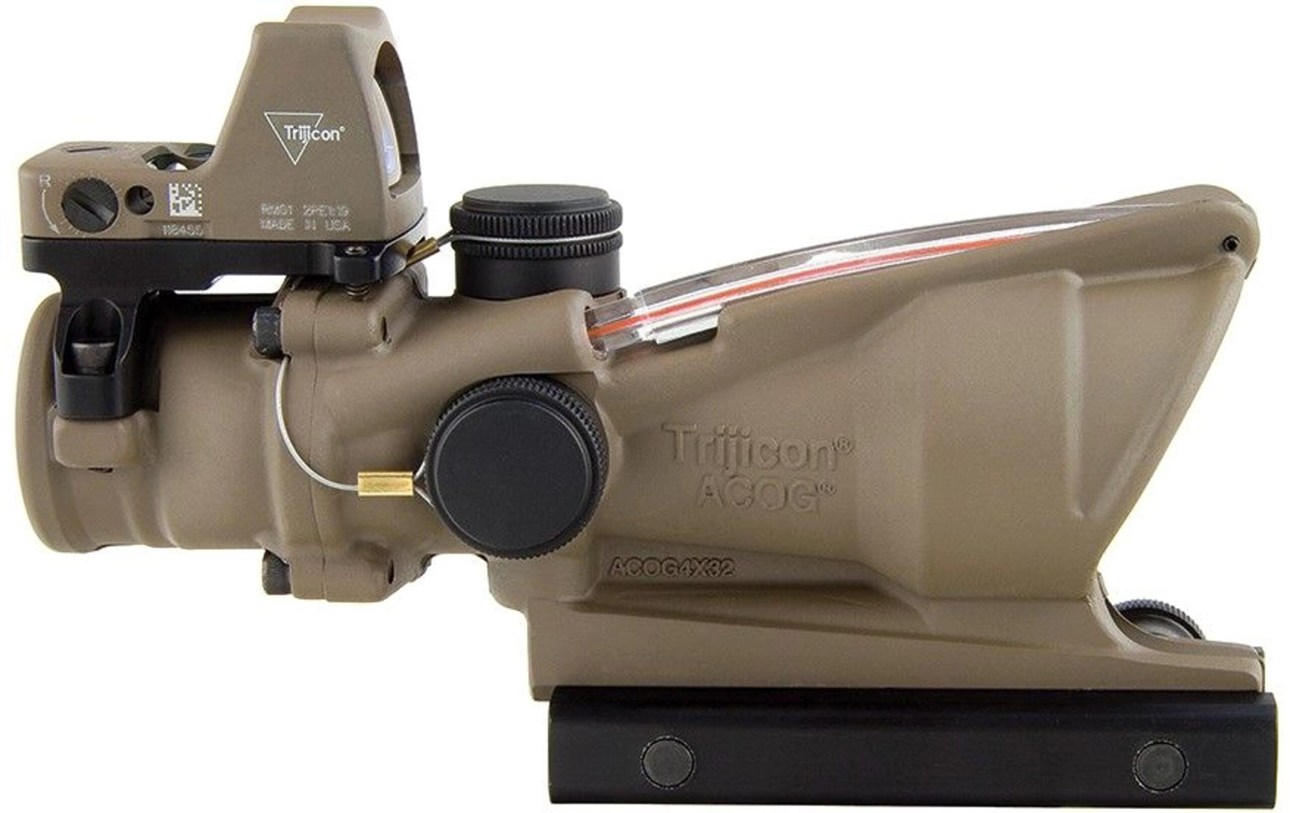 Комплект призматического прицела TRIJICON ACOG 4x32 BAC и коллиматора RMR 3.25 МОА FDE (TA31-D-100570) — изображение 5