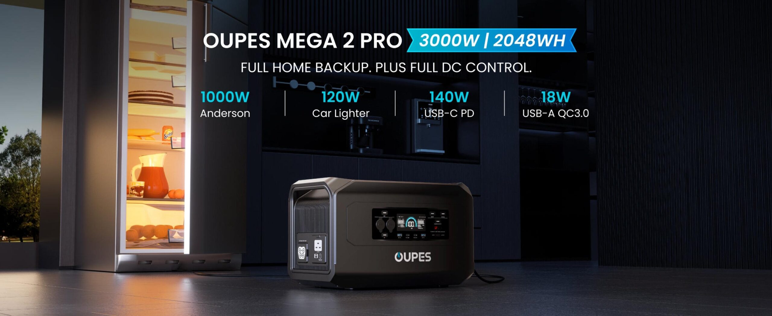 Портативная зарядная станция OUPES HP3000 (Mega 2 Pro) 3000W 2048Wh LiFePO4 с функцией ИБП — изображение 6