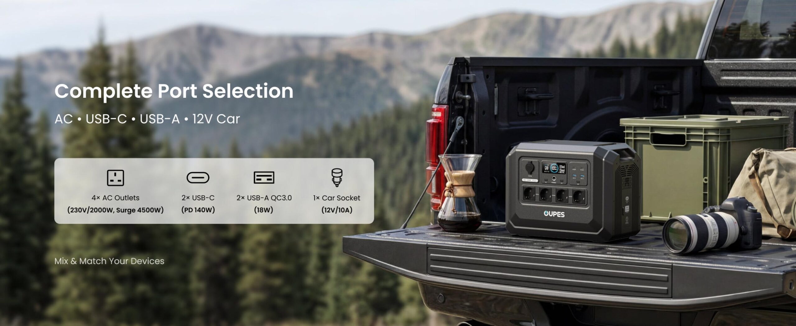 Портативна зарядна станція OUPES S1 Lite (Mega 1 Lite) 2000W 1024Wh LiFePO4 з функцією ДБЖ - Зображення 4