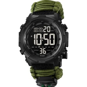 Годинник наручний 1845AG SKMEI PARACORD, ARMY GREEN, Compass, термометр, свисток, кресало