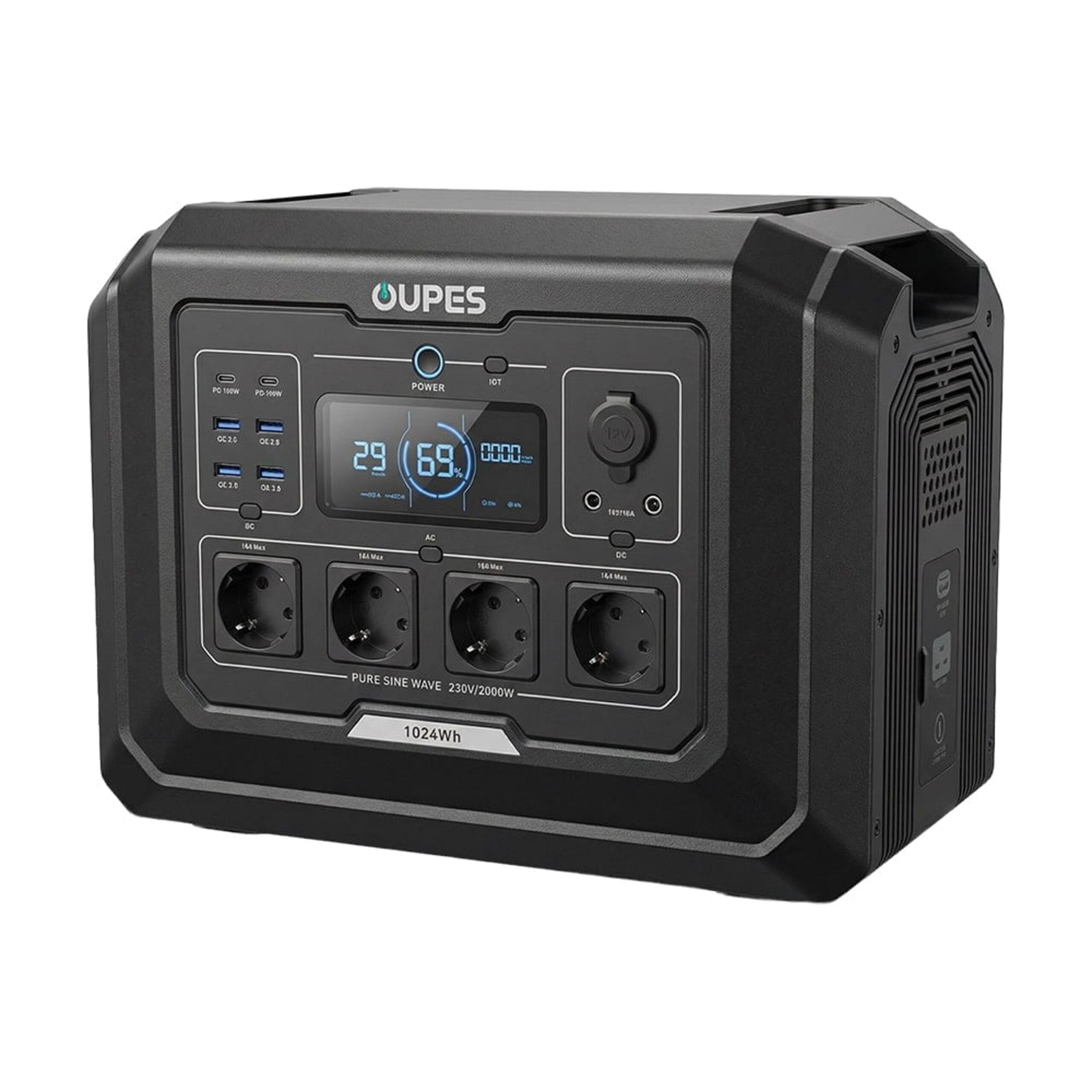 Портативна зарядна станція OUPES S1 (Mega 1) 2000W 1024Wh LiFePO4 з функцією ДБЖ