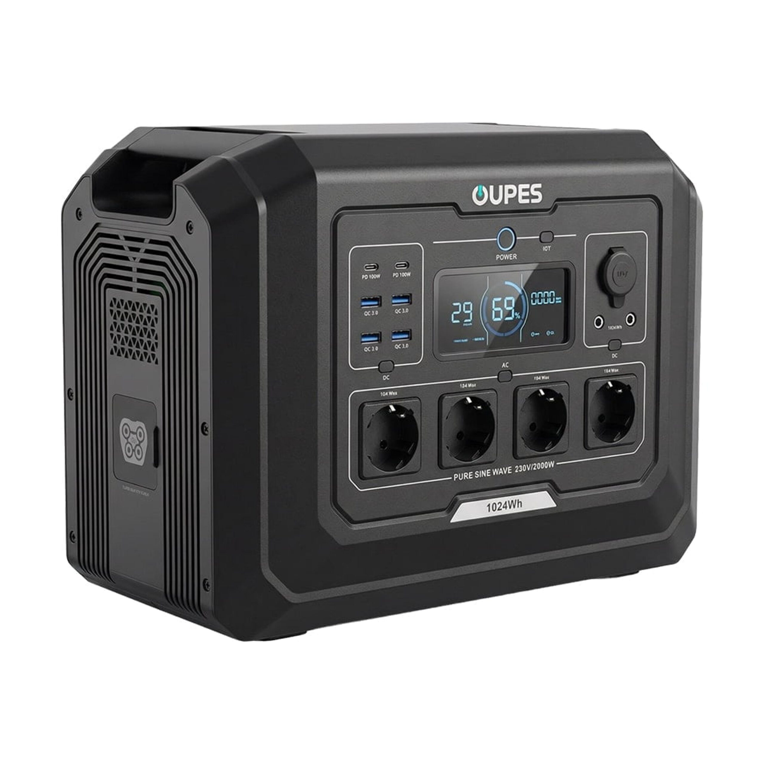 Портативна зарядна станція OUPES S1 (Mega 1) 2000W 1024Wh LiFePO4 з функцією ДБЖ - Зображення 3