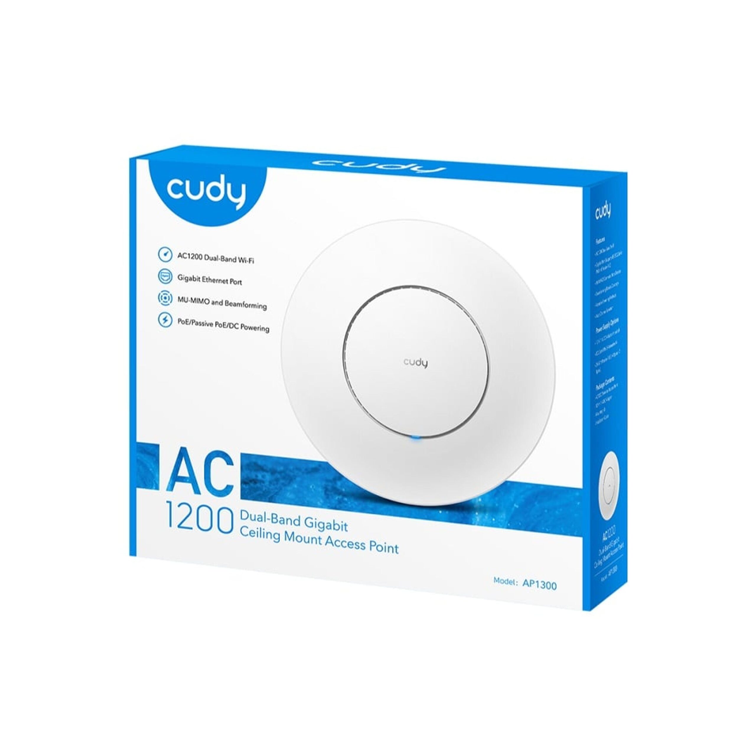 Потолочная точка доступа Cudy AP1300 Wi-Fi 5 AC1200 двухдиапазонная Mesh гигабитный PoE — изображение 9