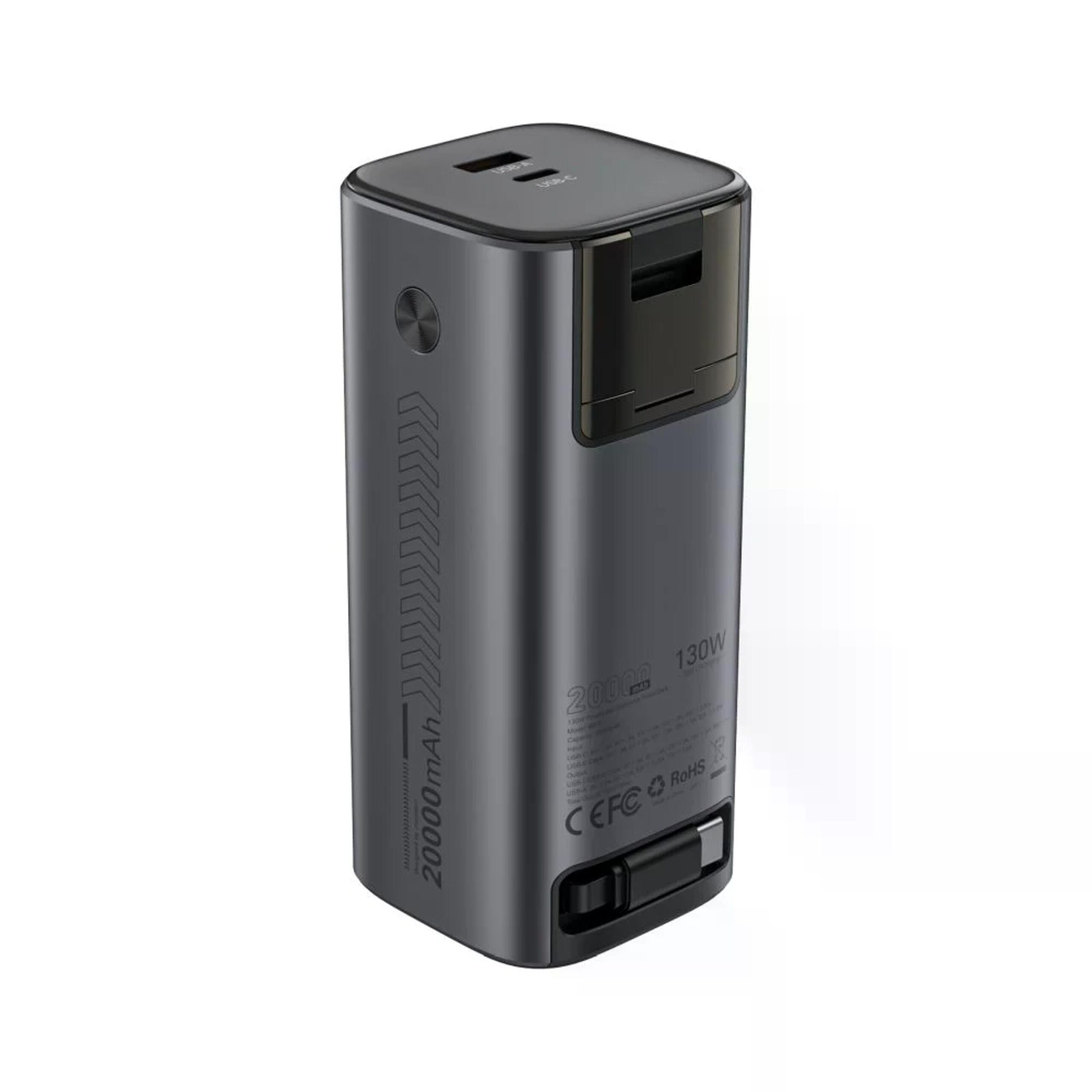 Павербанк Choetech B815 20000mAh серый 130W QC3.0 PD3.0 TFT смарт-дисплей, встроенный кабель. — изображение 2