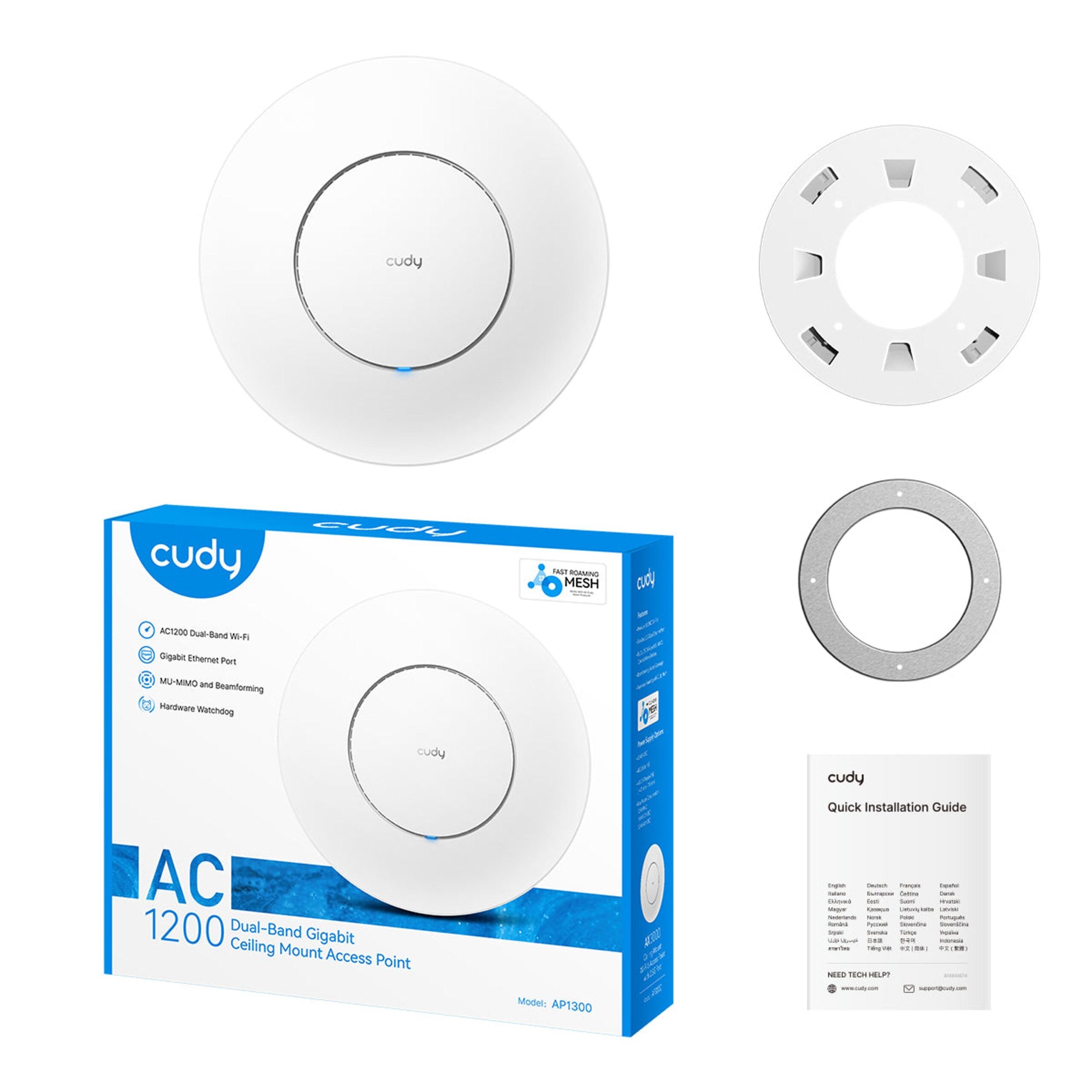 Потолочная точка доступа Cudy AP1300 Wi-Fi 5 AC1200 двухдиапазонная Mesh гигабитный PoE — изображение 10
