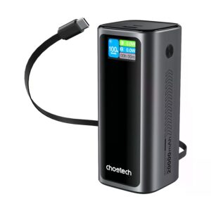 Павербанк Choetech B815 20000mAh серый 130W QC3.0 PD3.0 TFT смарт-дисплей, встроенный кабель.